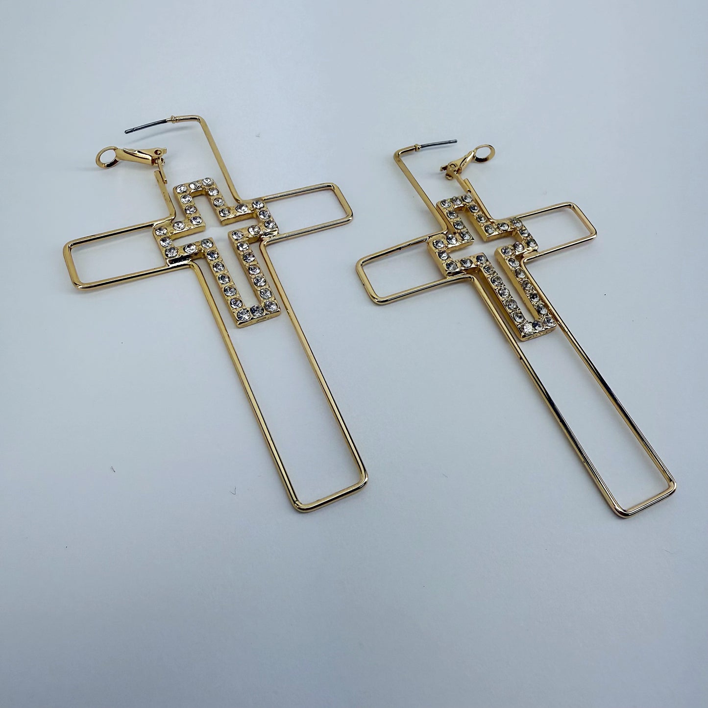 Hoop Cross Design Earrings With Cross Rhinestones Design