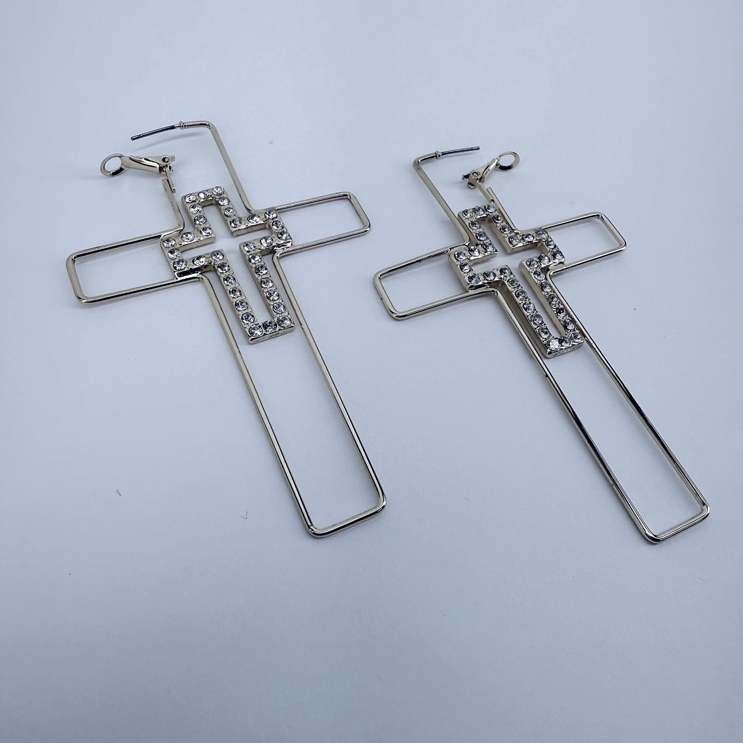 Hoop Cross Design Earrings With Cross Rhinestones Design
