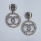 Post Back Earrings With Double Circle Design With Rhinestones Dangle