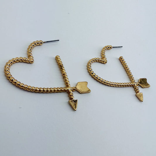 Arrow Heart Shape Hoop Design Earrings