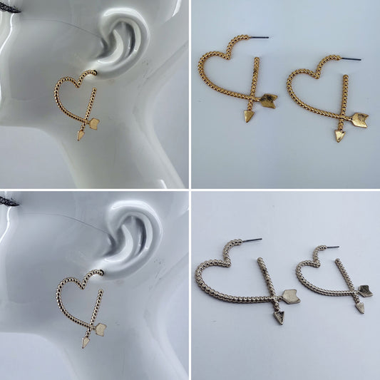 Arrow Heart Shape Hoop Design Earrings