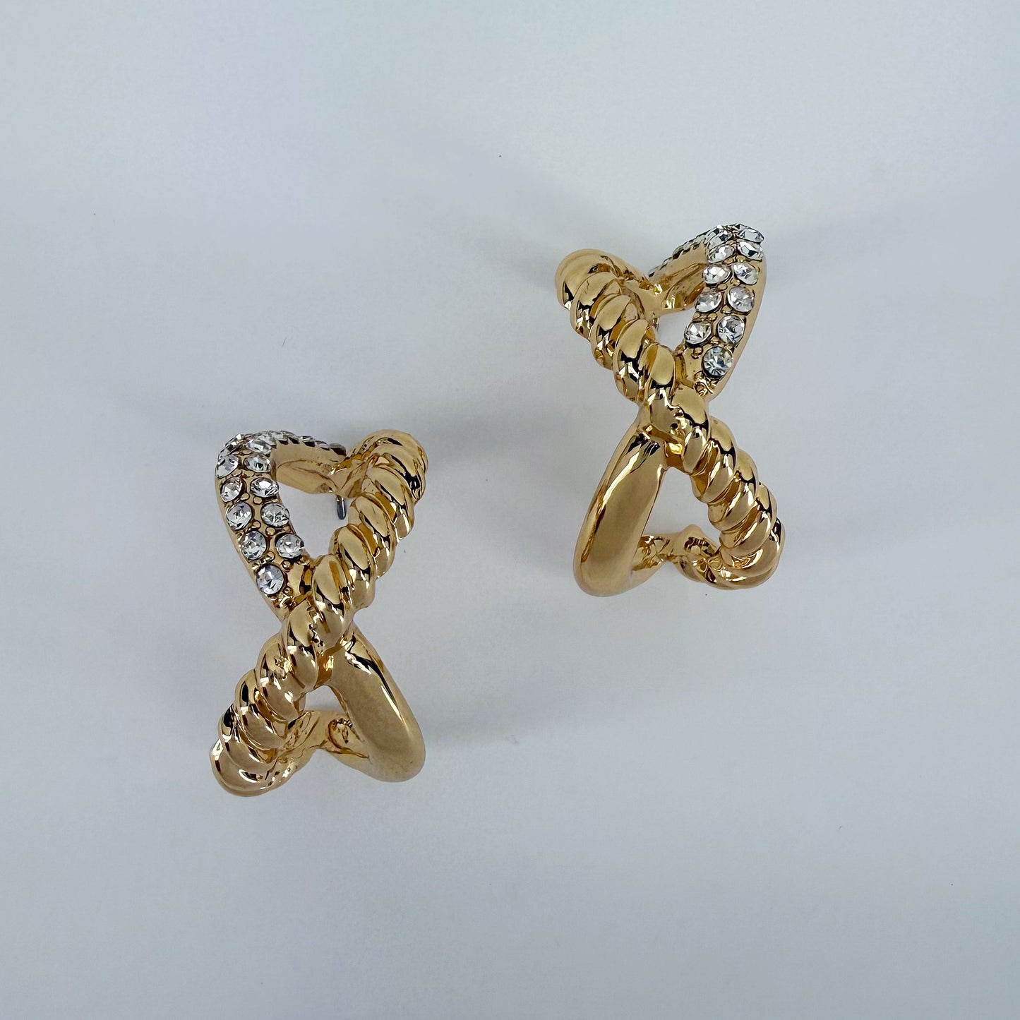 Infinity Hoop Gold Finish With Rhinestones Earrings