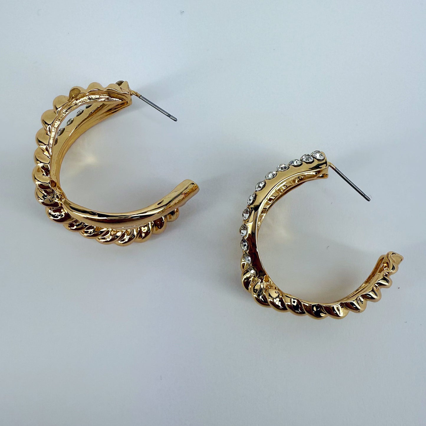 Infinity Hoop Gold Finish With Rhinestones Earrings