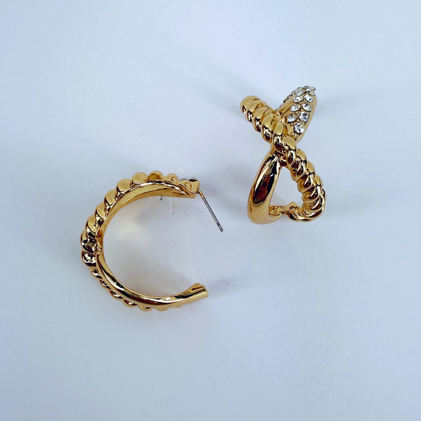 Infinity Hoop Gold Finish With Rhinestones Earrings