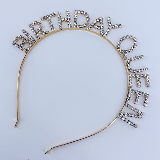 Gold, Silver or Pink Finish Birthday Queen Headband