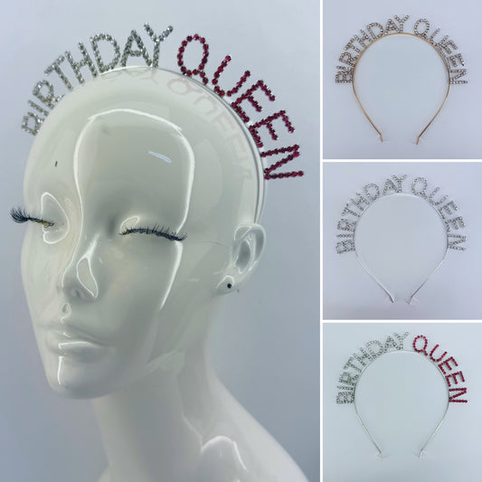 Gold, Silver or Pink Finish Birthday Queen Headband