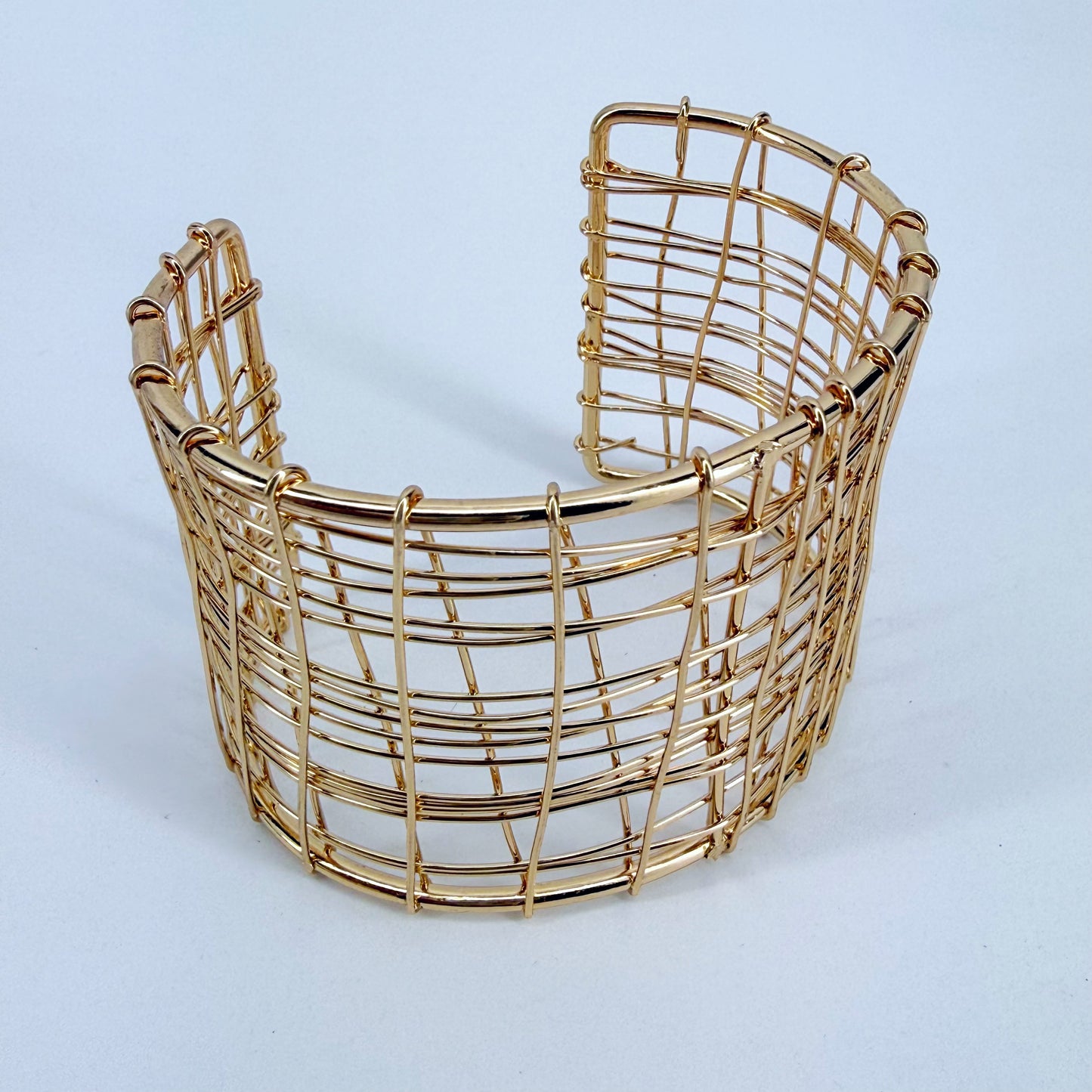 Gold Finish Twisted Layered Adjustable Cuff Bracelet