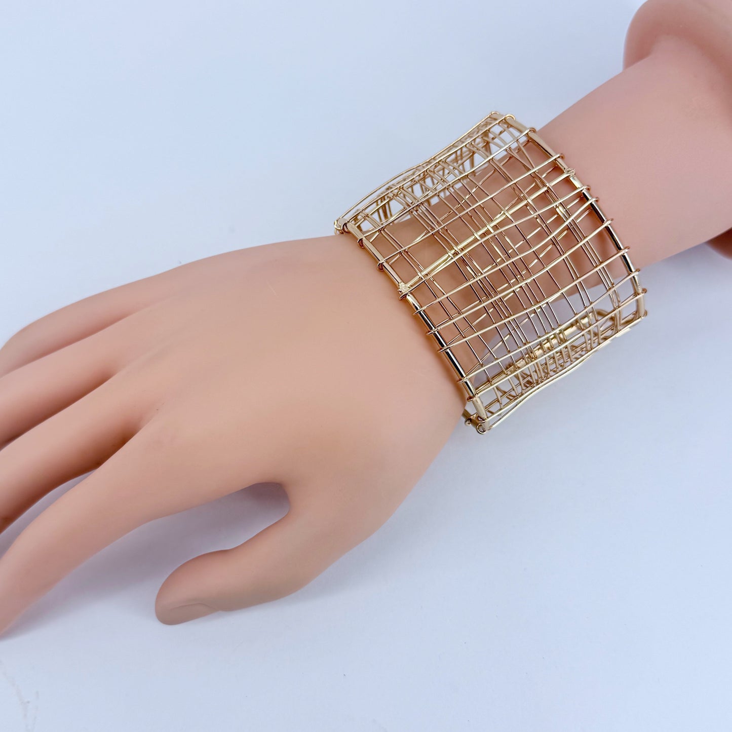 Gold Finish Twisted Layered Adjustable Cuff Bracelet