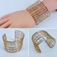 Gold Finish Twisted Layered Adjustable Cuff Bracelet