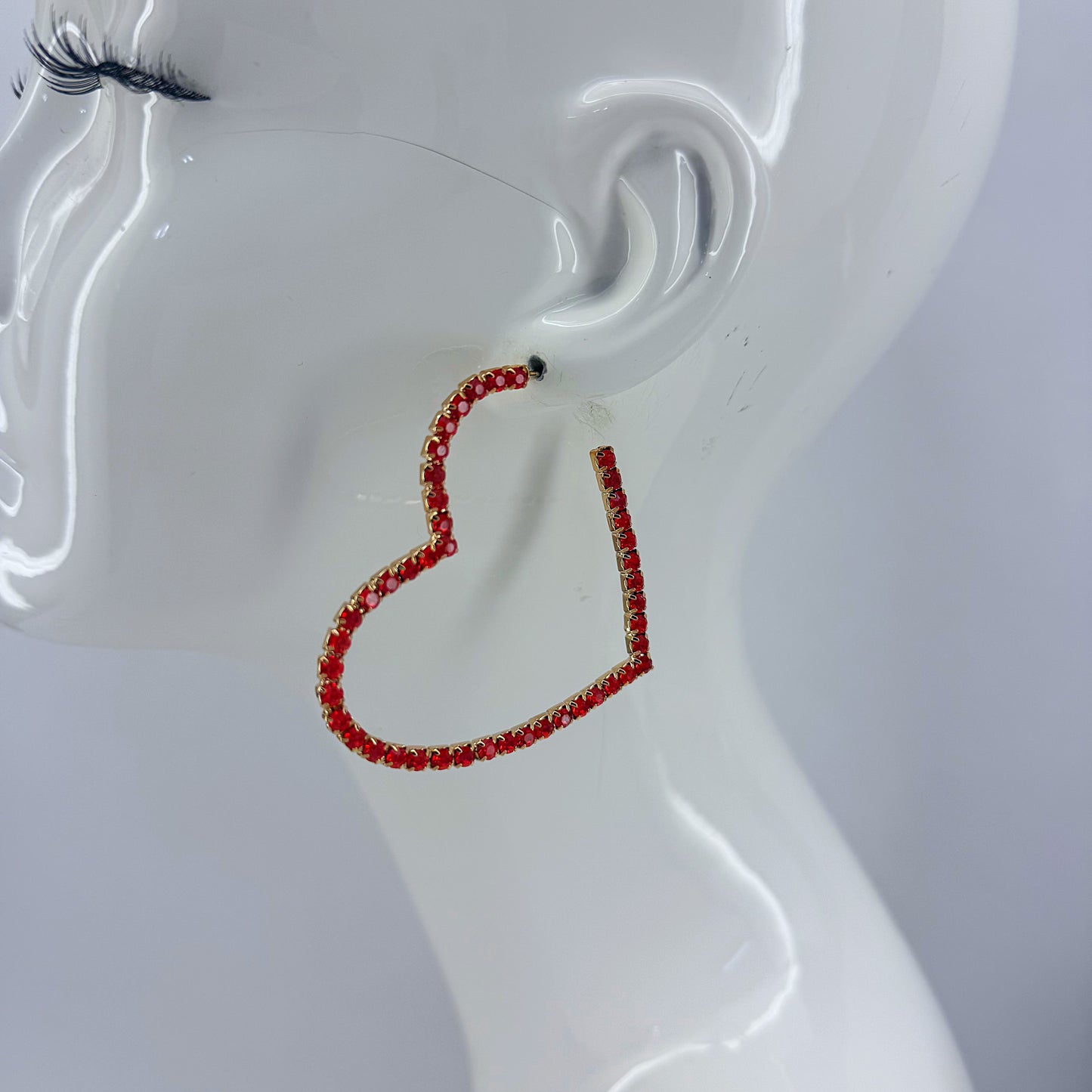 Hoop Rhinestones Heart Shape Earrings