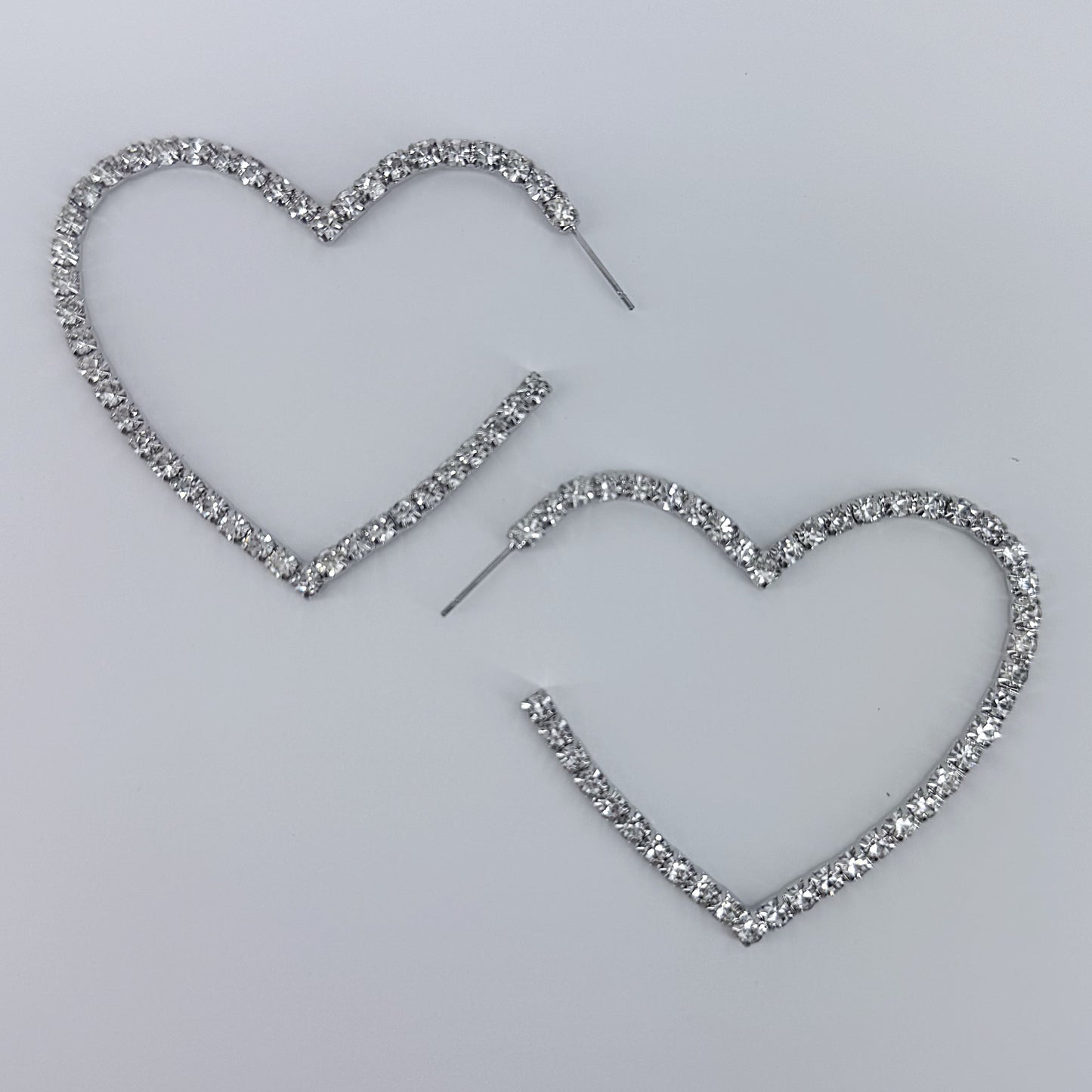 Hoop Rhinestones Heart Shape Earrings