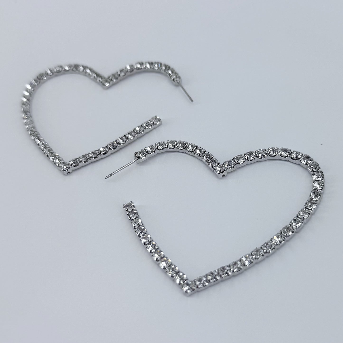 Hoop Rhinestones Heart Shape Earrings