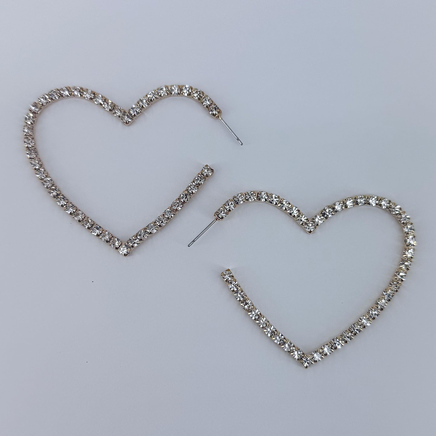 Hoop Rhinestones Heart Shape Earrings