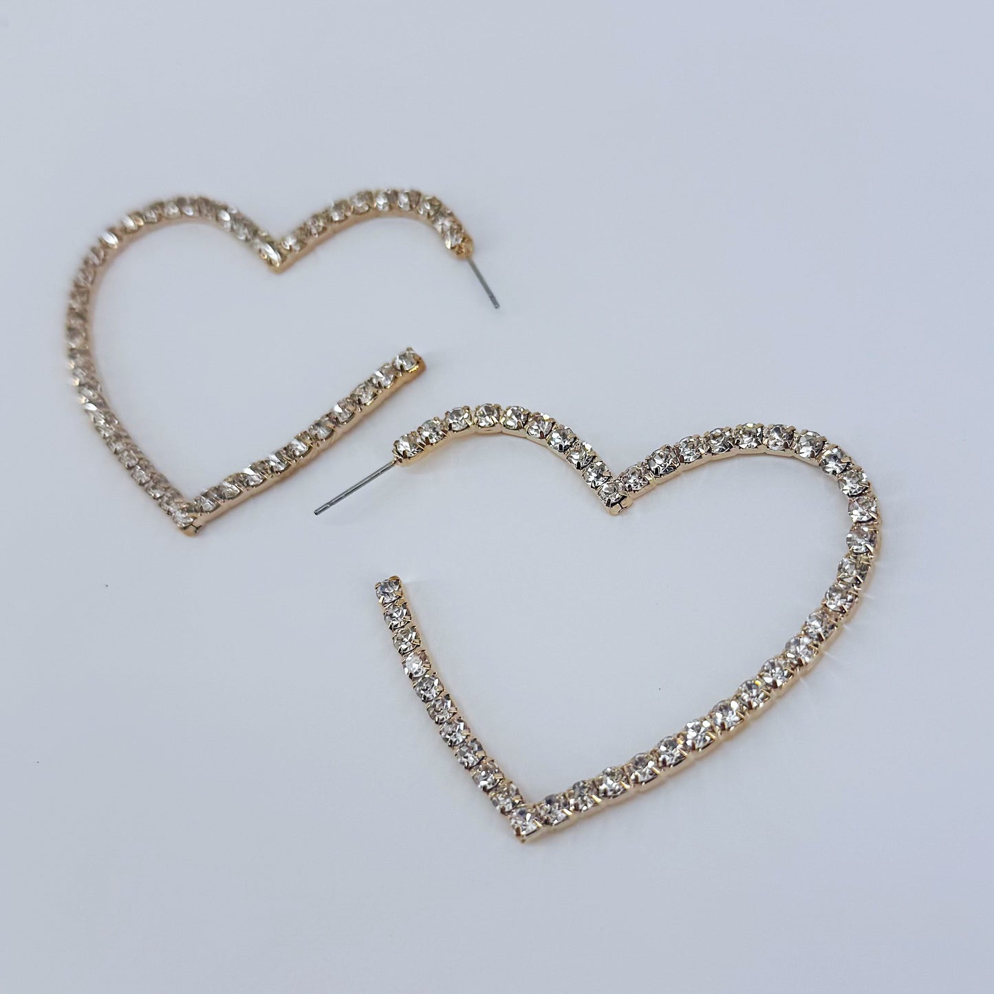 Hoop Rhinestones Heart Shape Earrings