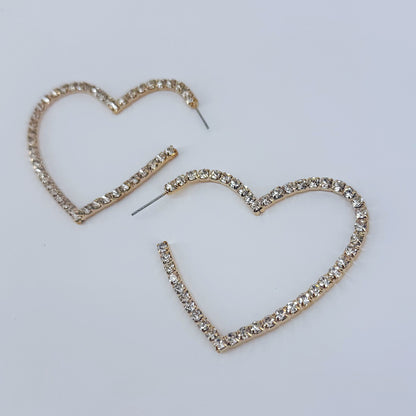 Hoop Rhinestones Heart Shape Earrings