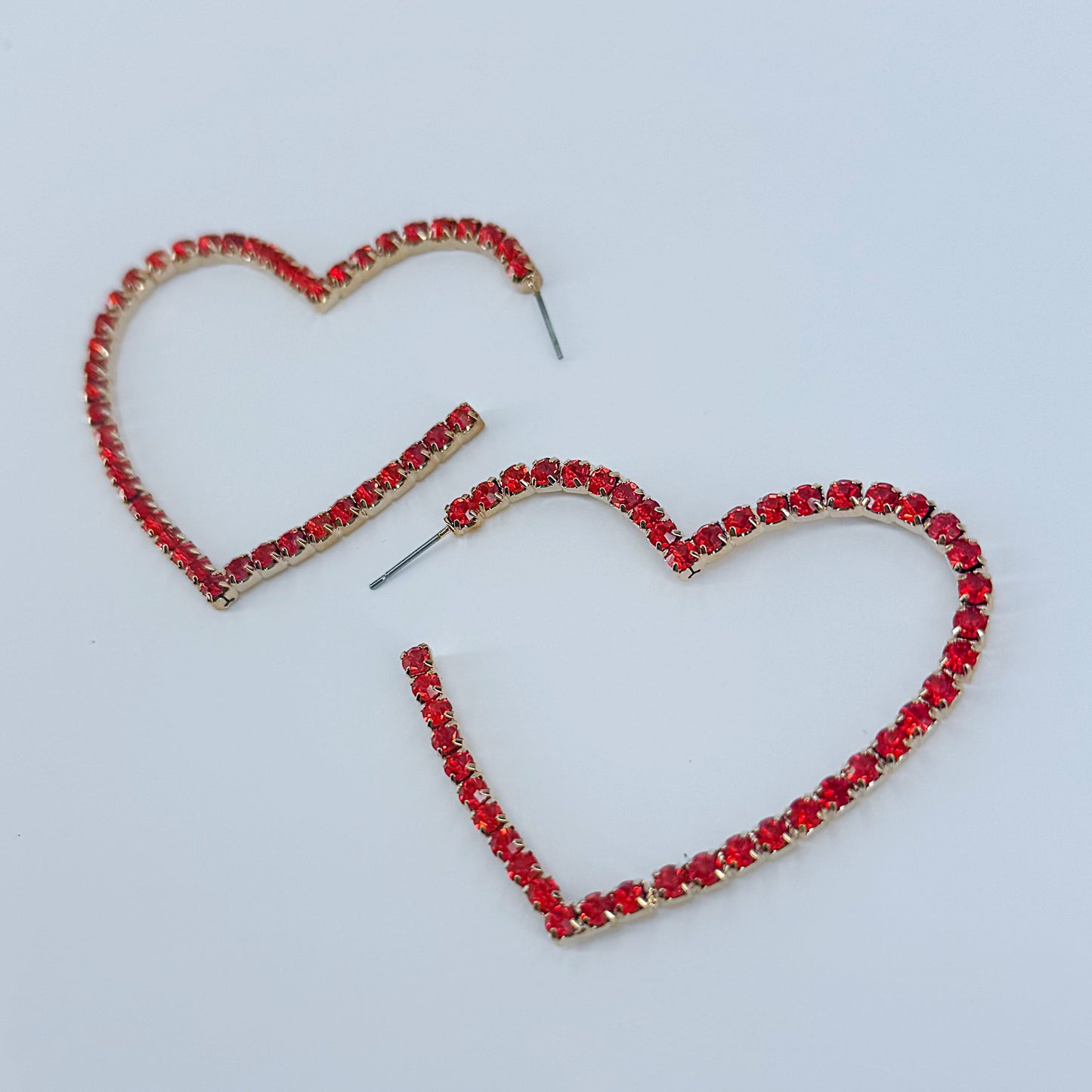 Hoop Rhinestones Heart Shape Earrings