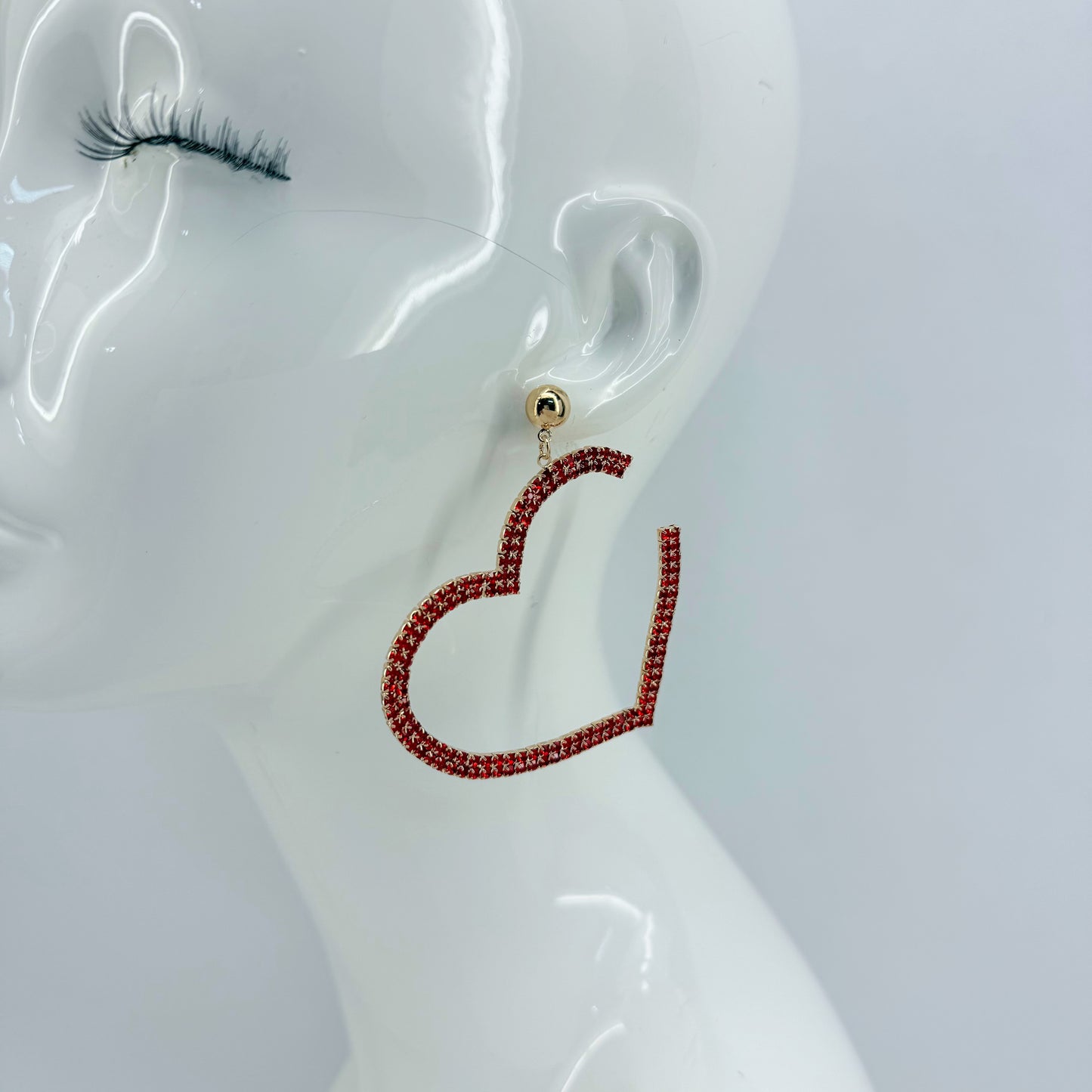 Post Back With Rhinestones Heart Shape Dangle