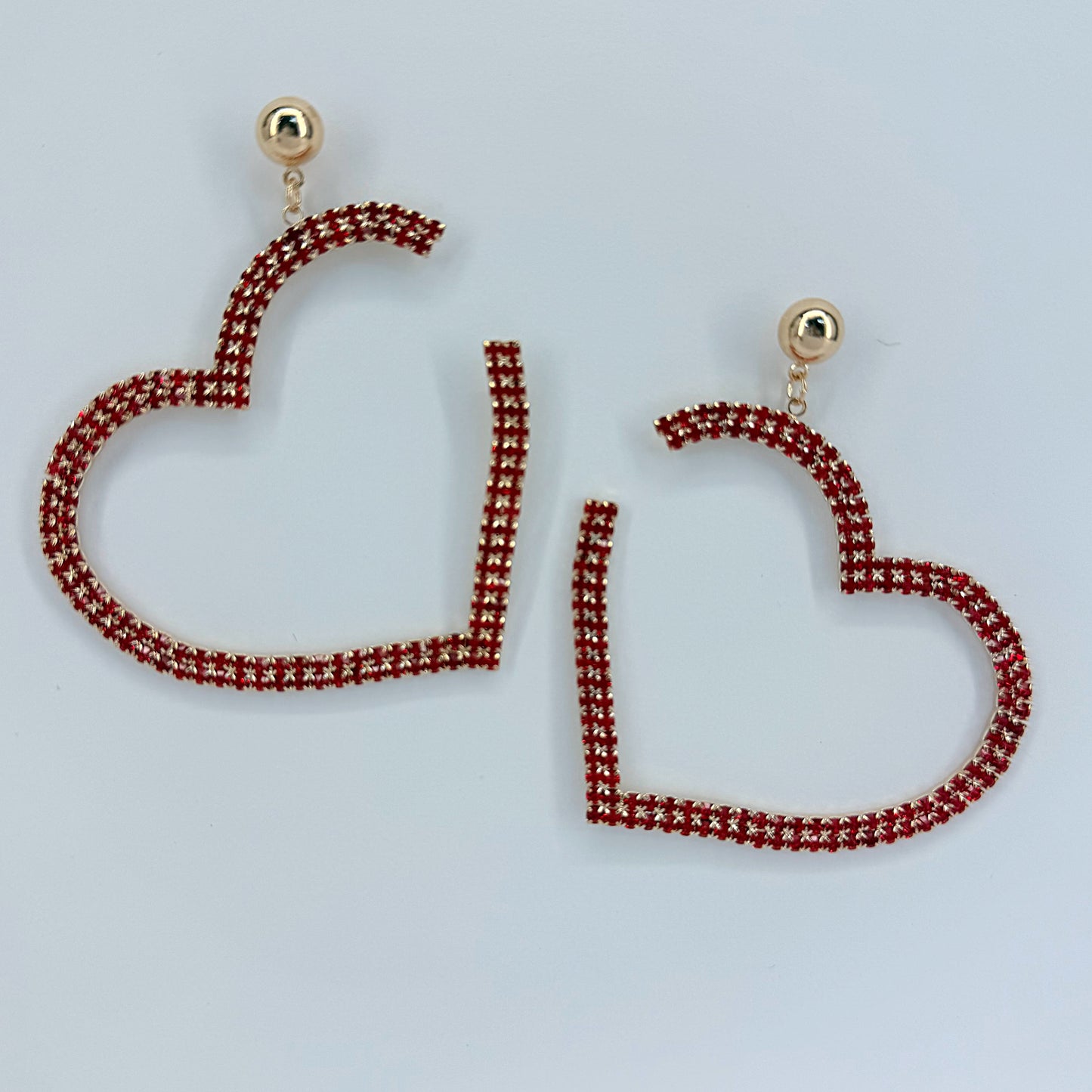 Post Back With Rhinestones Heart Shape Dangle