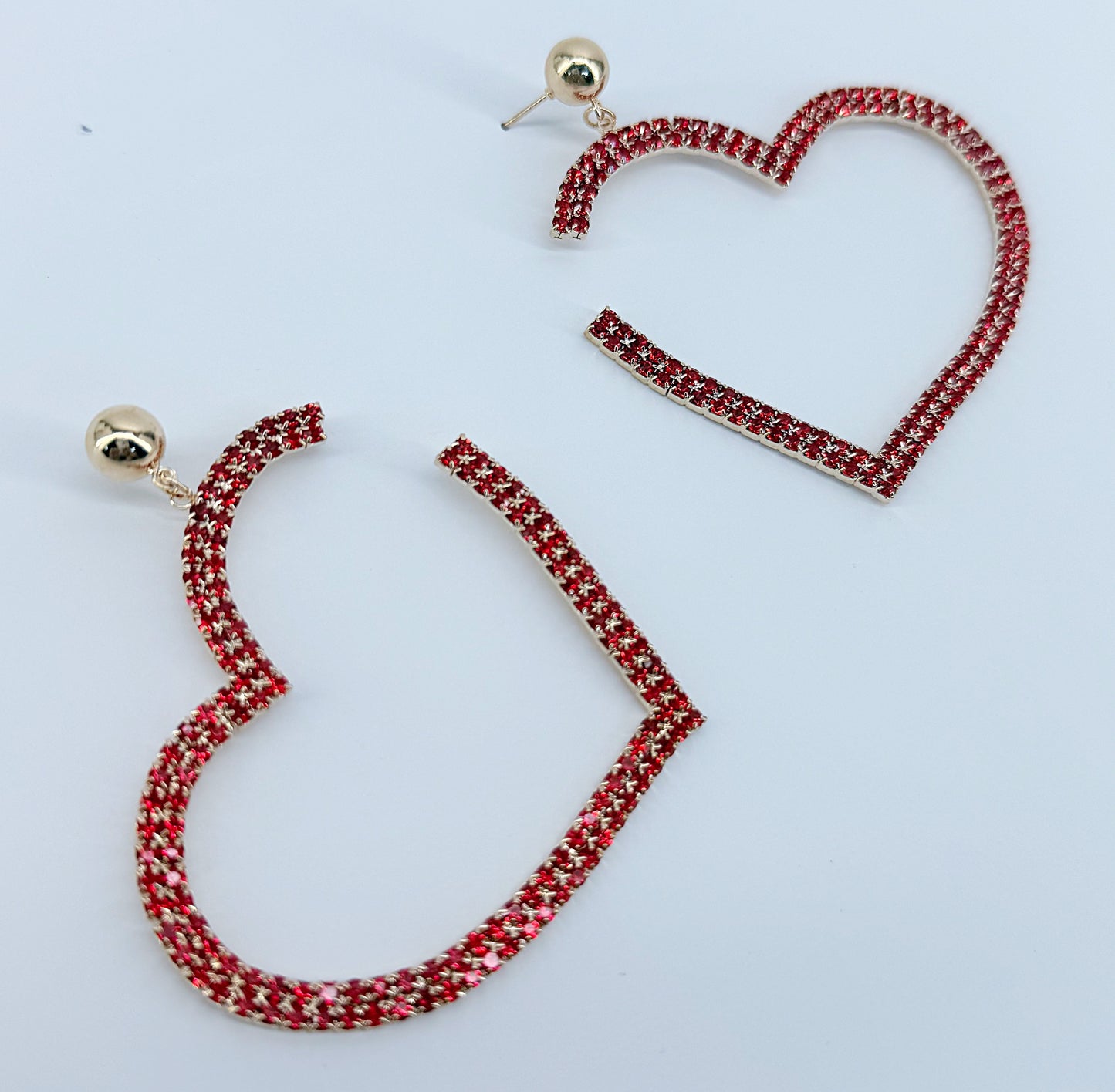 Post Back With Rhinestones Heart Shape Dangle