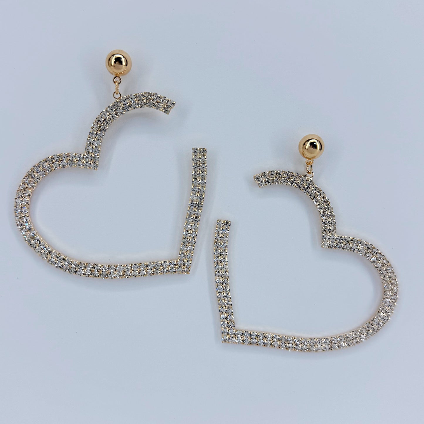 Post Back With Rhinestones Heart Shape Dangle