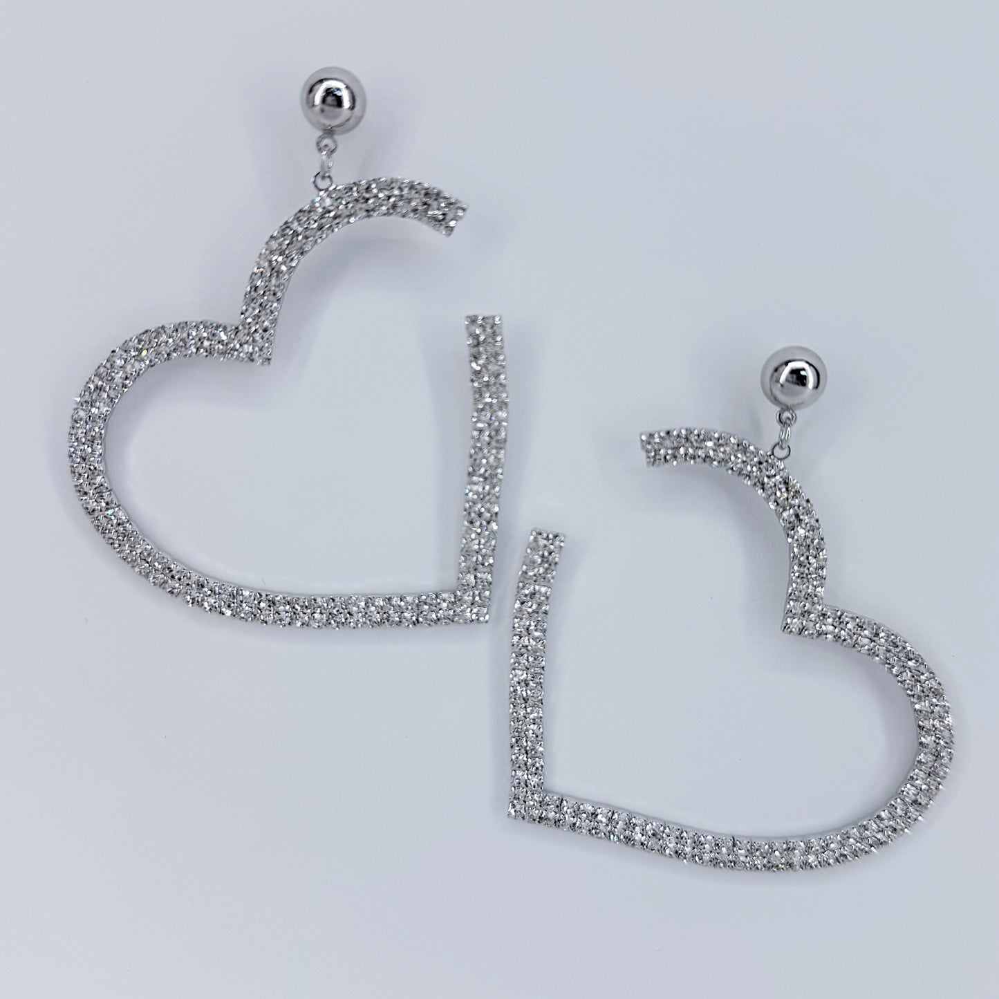 Post Back With Rhinestones Heart Shape Dangle