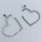 Post Back With Rhinestones Heart Shape Dangle