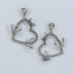 Rhinestone Post Back With Heart Shape Rhinestones Design And Butterfly Dangle