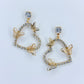Rhinestone Post Back With Heart Shape Rhinestones Design And Butterfly Dangle