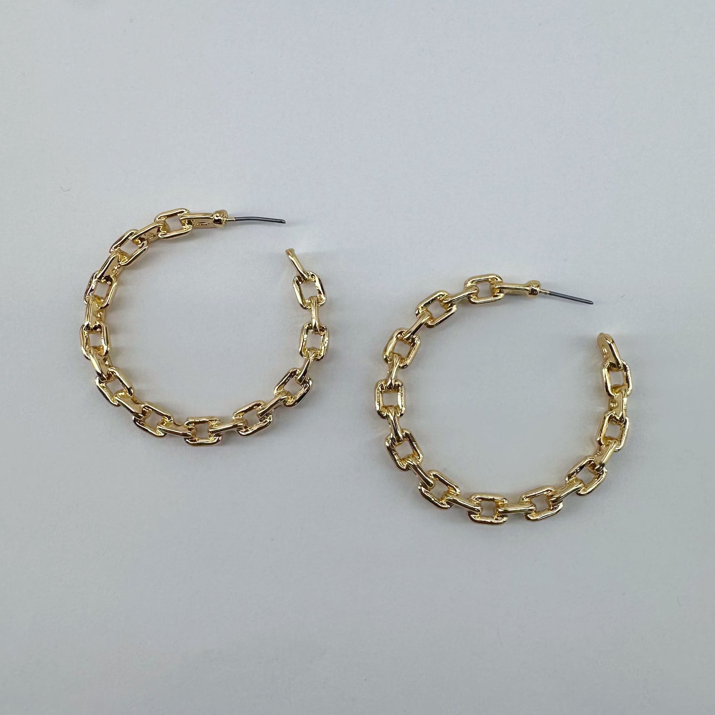 40mm Gold Finish Link Chain Hoop Earrings