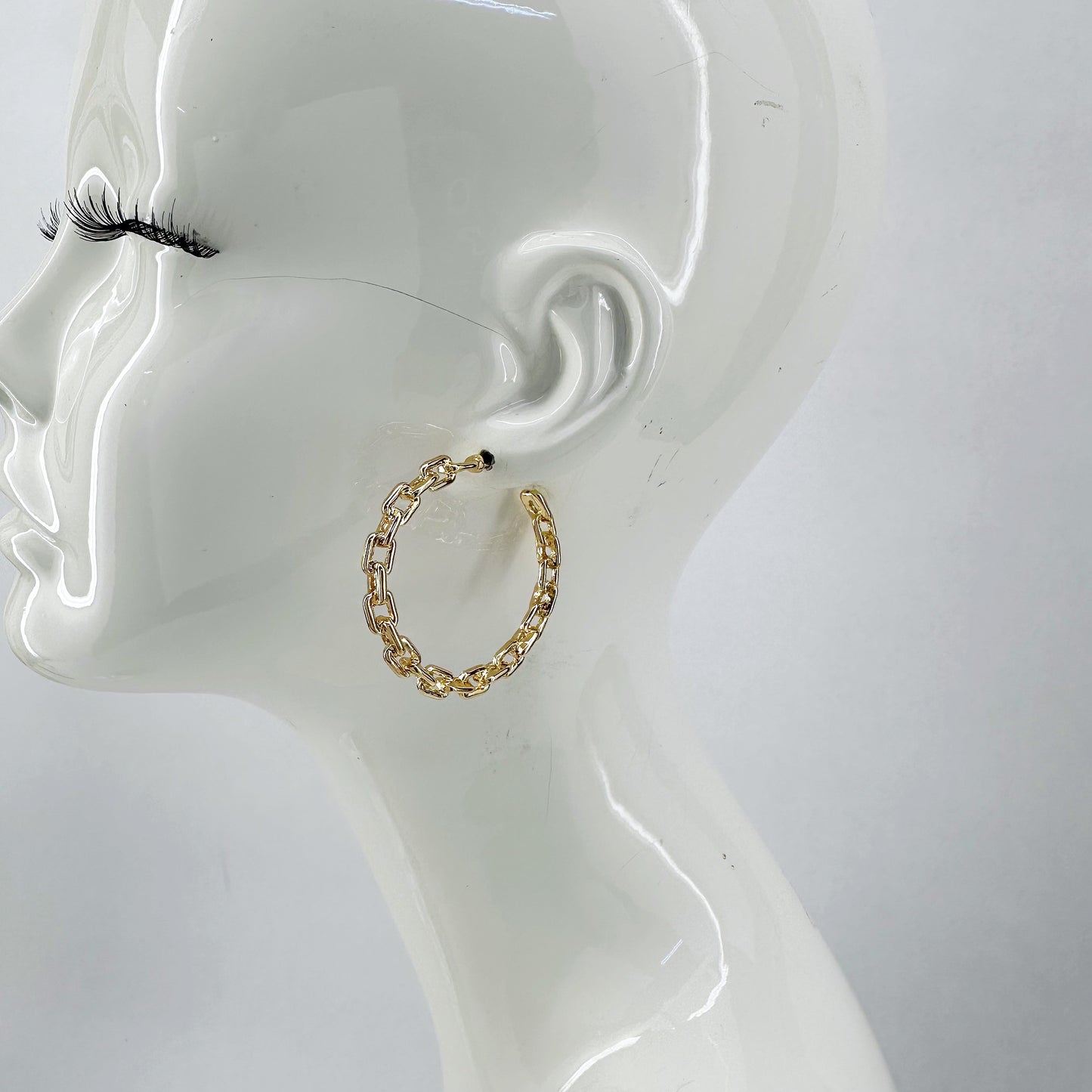 40mm Gold Finish Link Chain Hoop Earrings