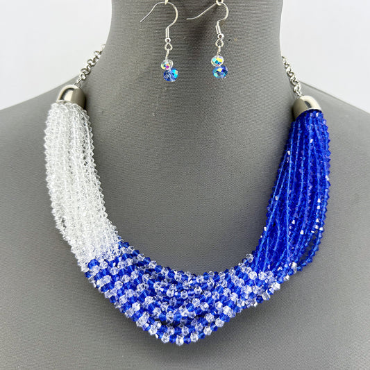 Crystal Blue and Clear Necklace Set