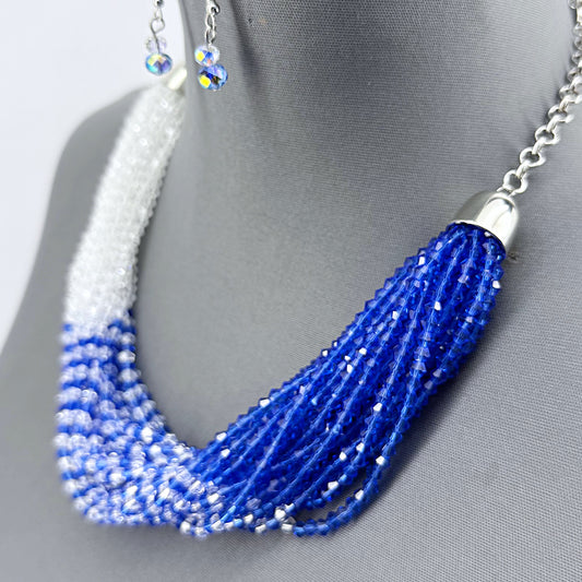 Crystal Blue and Clear Necklace Set