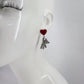 Red Heart Shape Post Back Earring With Teddy Bear Rhinestones Dangle