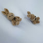 Velveteen Fluffy Bunny Silver Finish Stud Earrings