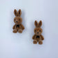 Velveteen Fluffy Bunny Silver Finish Stud Earrings