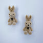Velveteen Fluffy Bunny Silver Finish Stud Earrings