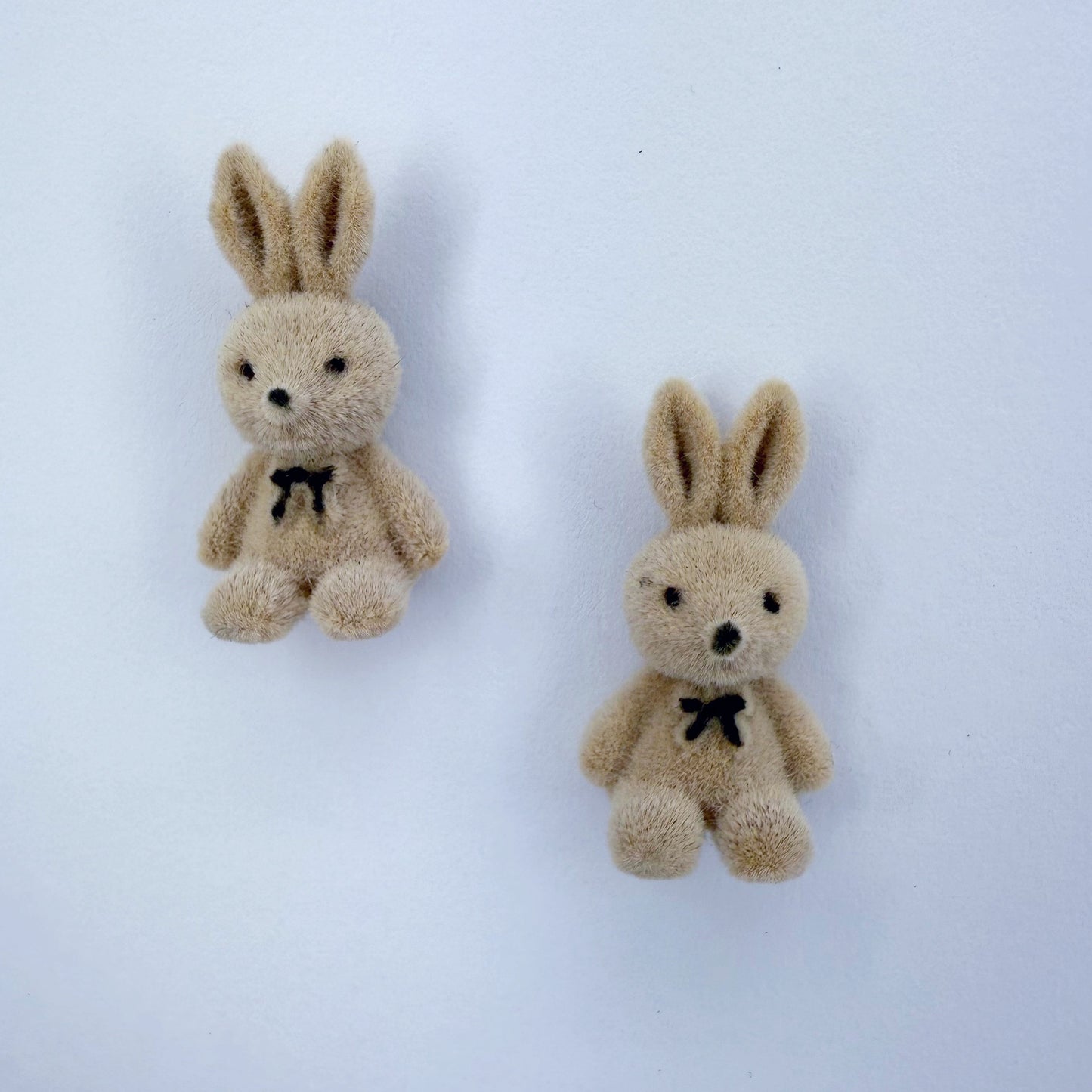 Velveteen Fluffy Bunny Silver Finish Stud Earrings