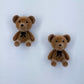 Velveteen Fluffy Teddy Bears Silver Finish Stud Earrings