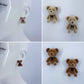 Velveteen Fluffy Teddy Bears Silver Finish Stud Earrings