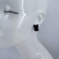 Velveteen Fluffy Kitty Cat Silver Finish Stud Earrings