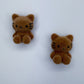 Velveteen Fluffy Kitty Cat Silver Finish Stud Earrings