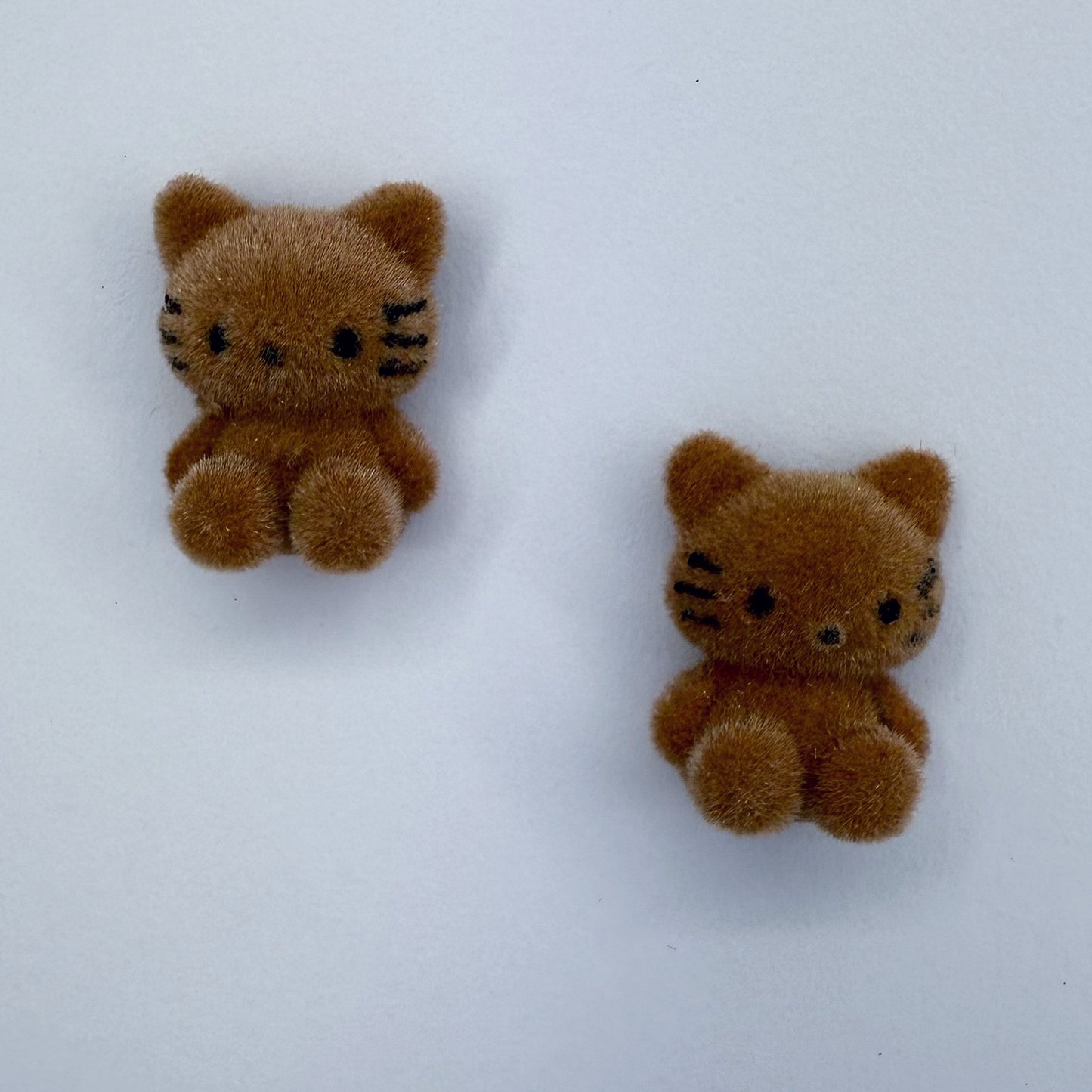 Velveteen Fluffy Kitty Cat Silver Finish Stud Earrings