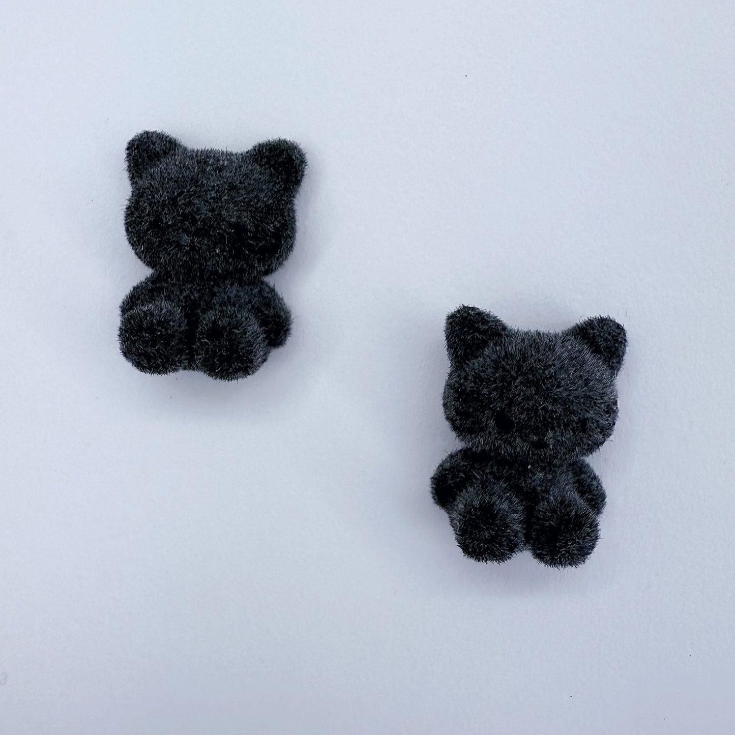 Velveteen Fluffy Kitty Cat Silver Finish Stud Earrings