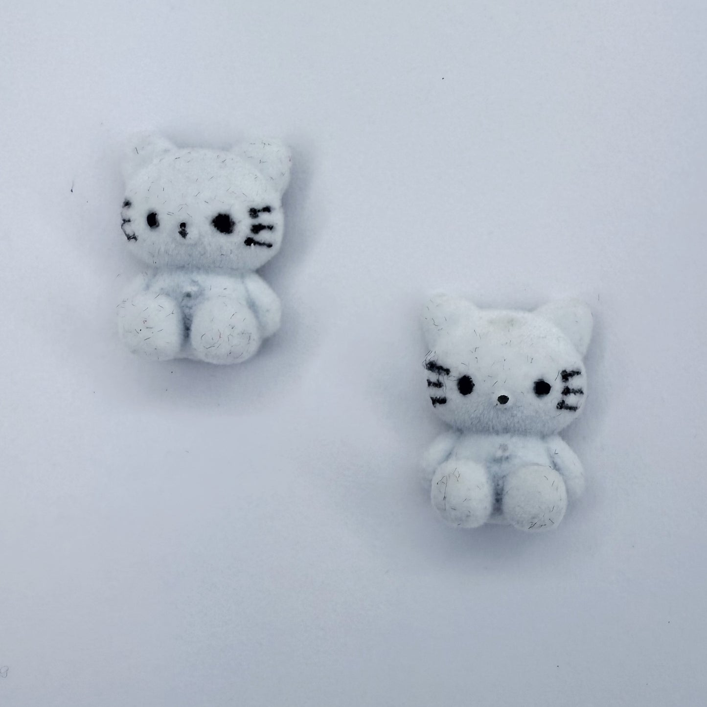 Velveteen Fluffy Kitty Cat Silver Finish Stud Earrings