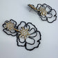 Gold Finish Fabric And Stones Flower Design Post Back Earrings