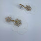 Gold Finish Fabric And Stones Flower Design Post Back Earrings