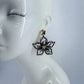 Fabric Flower and Rhinestone Gold Finish Post Back Earrings