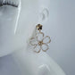 Fabric Flower and Rhinestone Gold Finish Post Back Earrings
