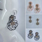 Gold Finish Fabric And Stones Flower Design Post Back Earrings