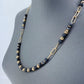 Tailored Bead With Paper Clip Chain Gold Finish Necklace